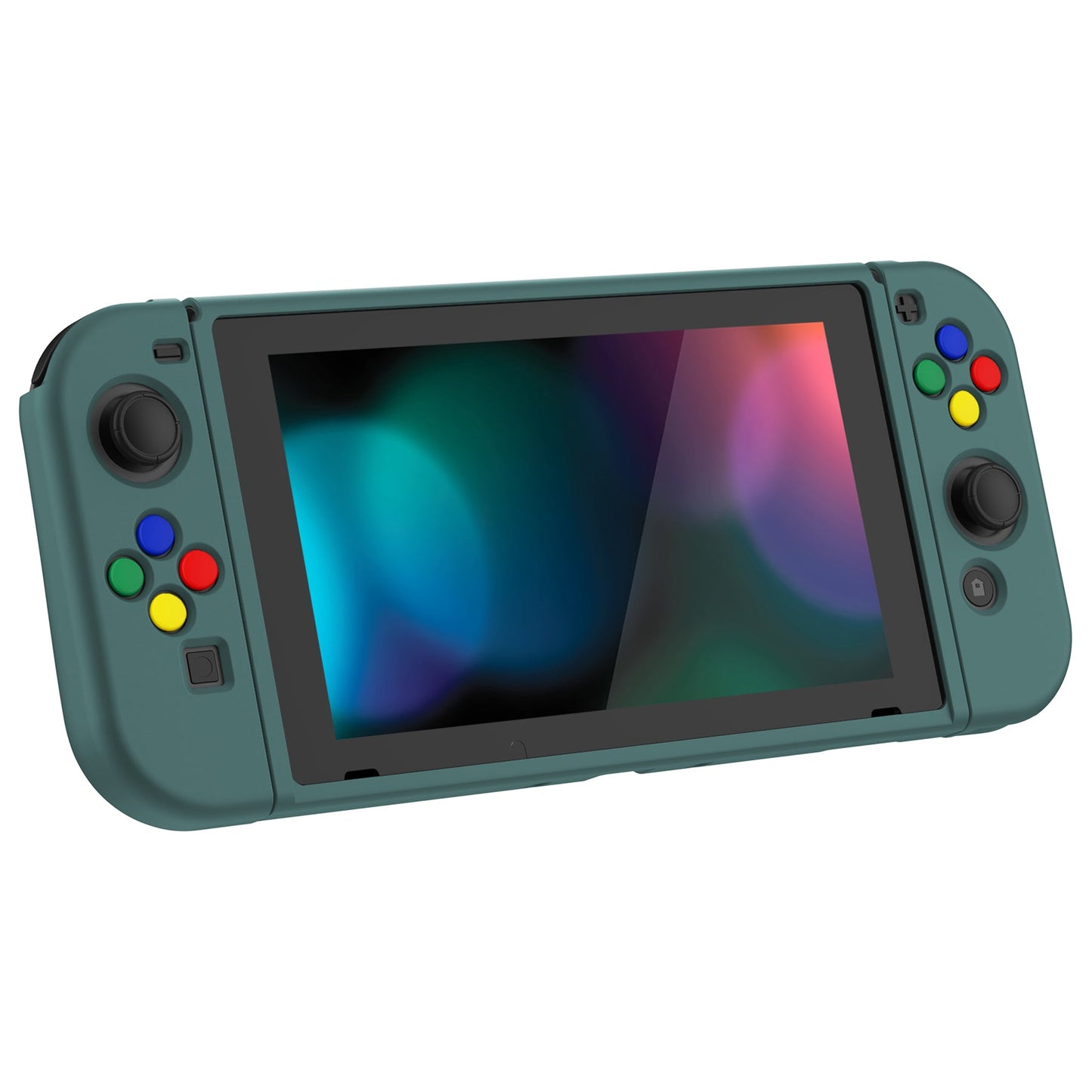 PlayVital Hunter Green Protective Case for NS Switch, Soft TPU Slim Case Cover for NS Switch Console with Colorful ABXY Direction Button Caps - NTU6036G2 PlayVital