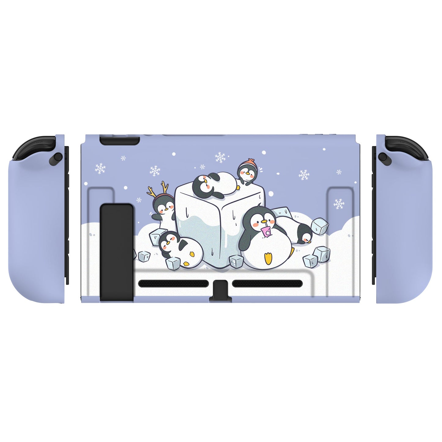 PlayVital ICY Cube Penguin Protective Case for NS, Soft TPU Slim Case Cover for NS Console with Colorful ABXY Direction Button Caps - NTU6023G2 PlayVital