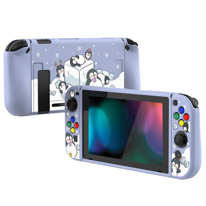 PlayVital ICY Cube Penguin Protective Case for NS, Soft TPU Slim Case Cover for NS Console with Colorful ABXY Direction Button Caps - NTU6023G2 PlayVital