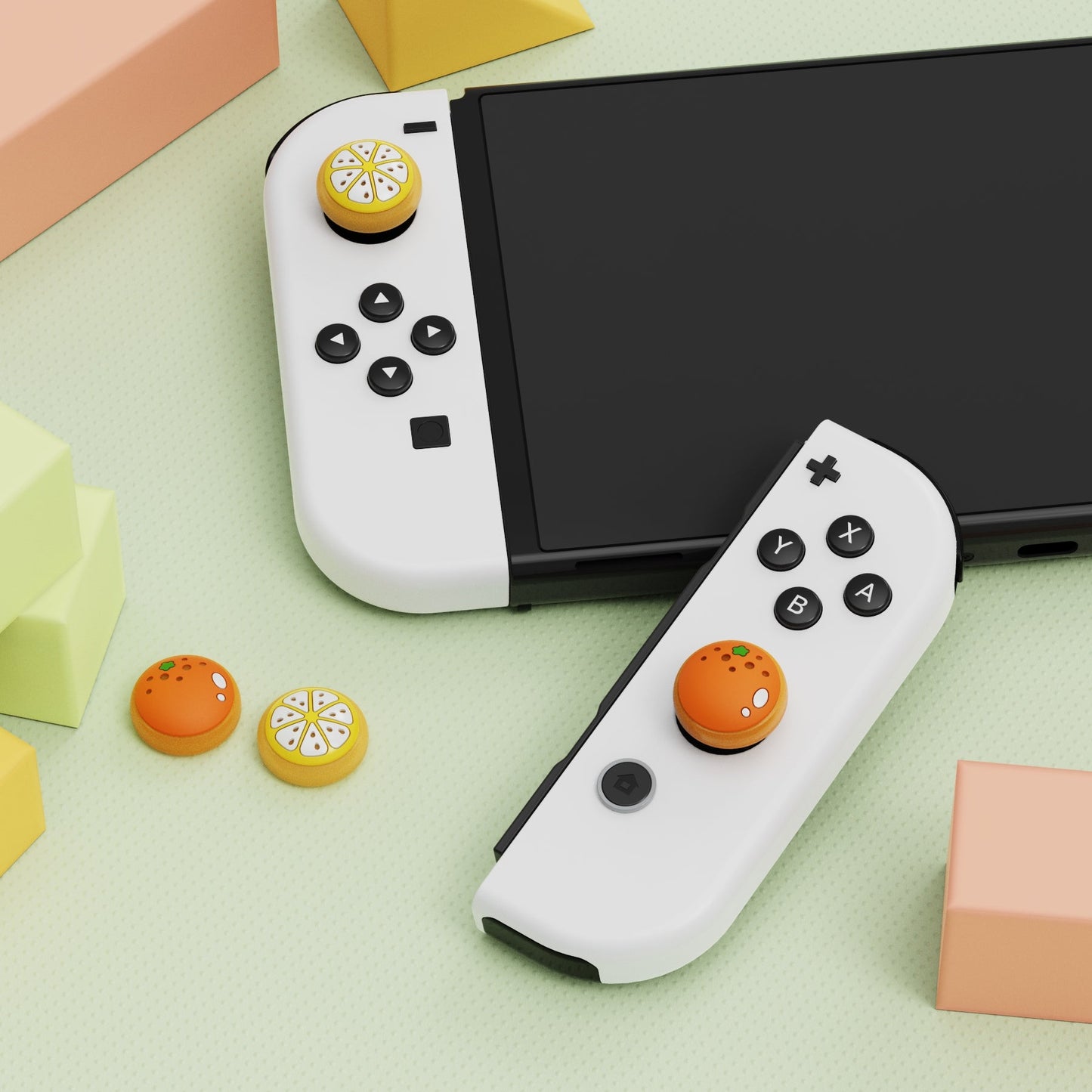 PlayVital Joystick Caps for NS Switch, Thumbstick Caps for NS Switch Lite, Analog Cover for NS Switch OLED Joycon Thumb Grip Caps for NS Switch & NS Switch Lite & NS Switch OLED - Tangerine - NJM1199 playvital