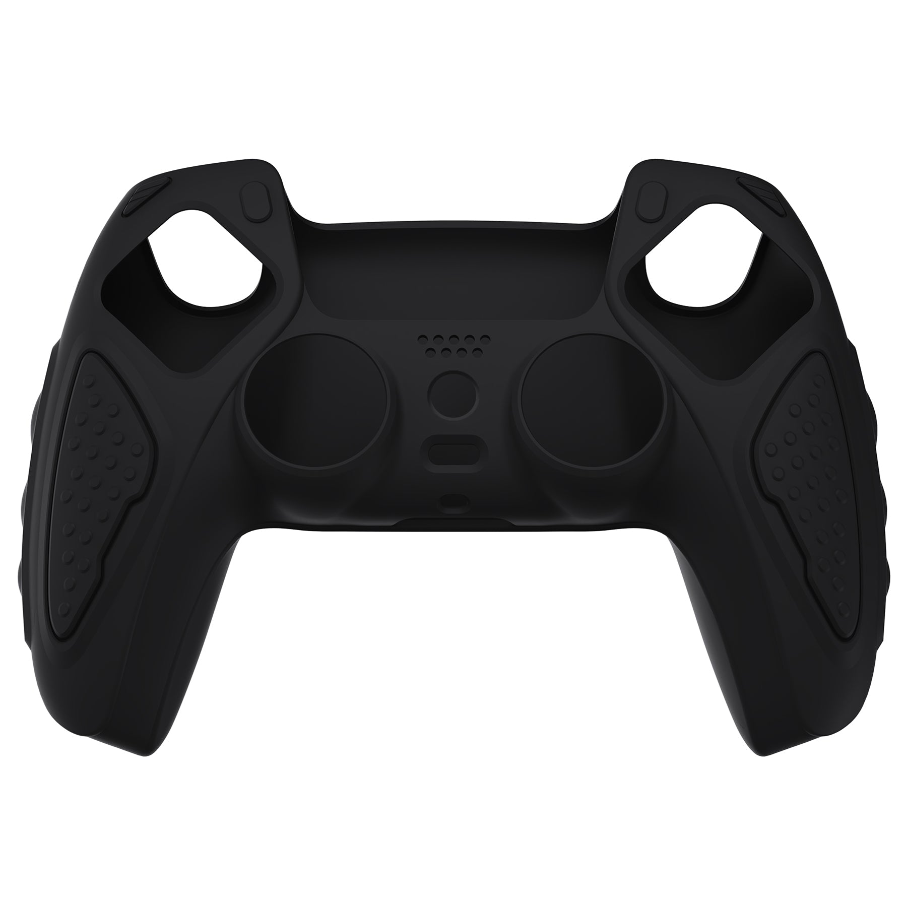 PlayVital Knight Edition Anti-Slip Silicone Cover Skin with Thumb Grip Caps for PS5 Wireless Controller - Black - QSPF001 PlayVital