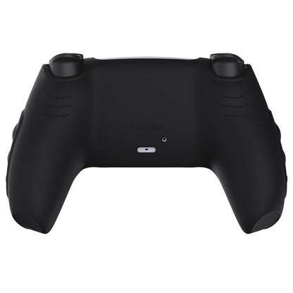 PlayVital Knight Edition Anti-Slip Silicone Cover Skin with Thumb Grip Caps for PS5 Wireless Controller - Black & White - QSPF002 PlayVital