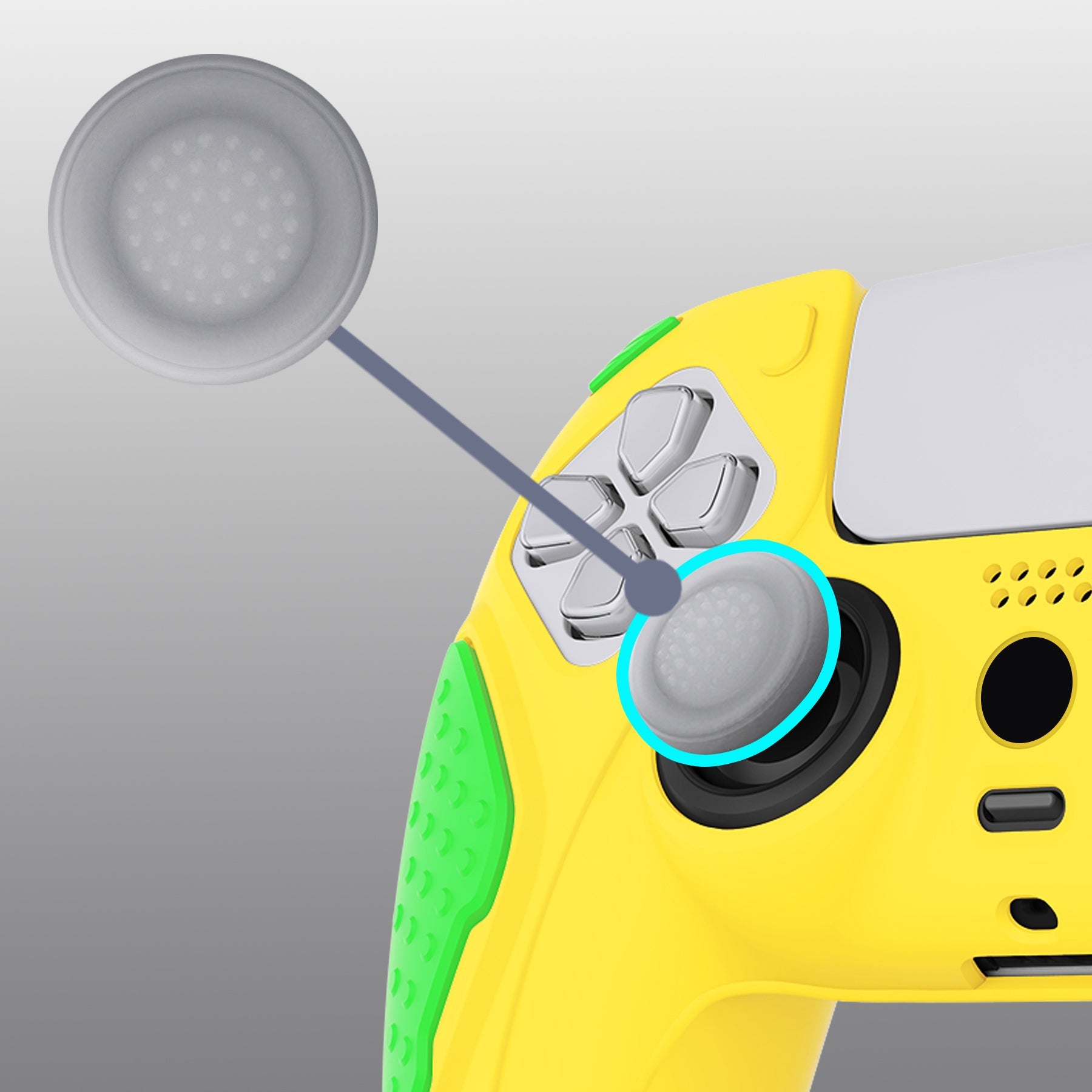 PlayVital Knight Edition Anti-Slip Silicone Cover Skin with Thumb Grip Caps for PS5 Wireless Controller - Legend Yellow & Green - QSPF016 PlayVital