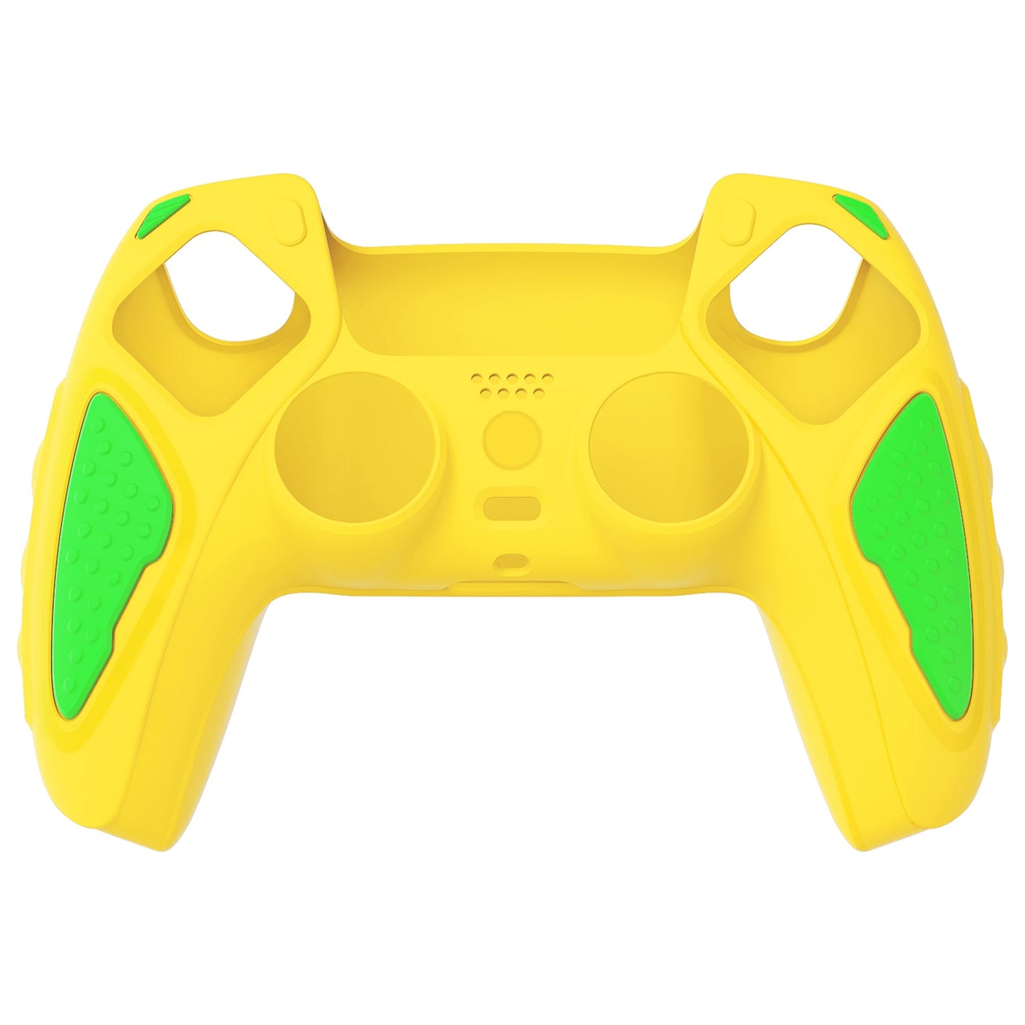 PlayVital Knight Edition Anti-Slip Silicone Cover Skin with Thumb Grip Caps for PS5 Wireless Controller - Legend Yellow & Green - QSPF016 PlayVital