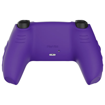 PlayVital Knight Edition Anti-Slip Silicone Cover Skin with Thumb Grip Caps for PS5 Wireless Controller - Neon Genesis Purple & Green - QSPF015 PlayVital