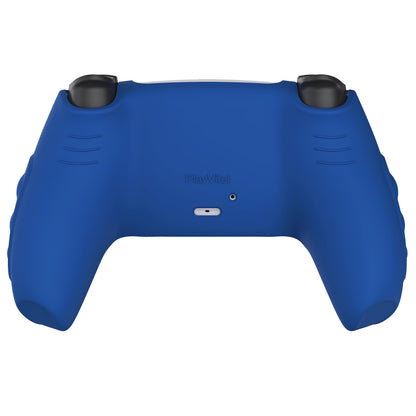 PlayVital Knight Edition Anti-Slip Silicone Cover Skin with Thumb Grip Caps for PS5 Wireless Controller - Passion Blue & Black - QSPF007 PlayVital