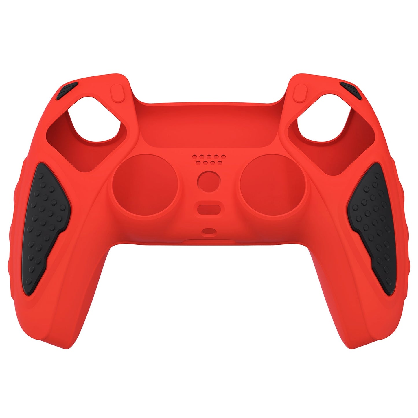 PlayVital Knight Edition Anti-Slip Silicone Cover Skin with Thumb Grip Caps for PS5 Wireless Controller - Passion Red & Black - QSPF005 PlayVital