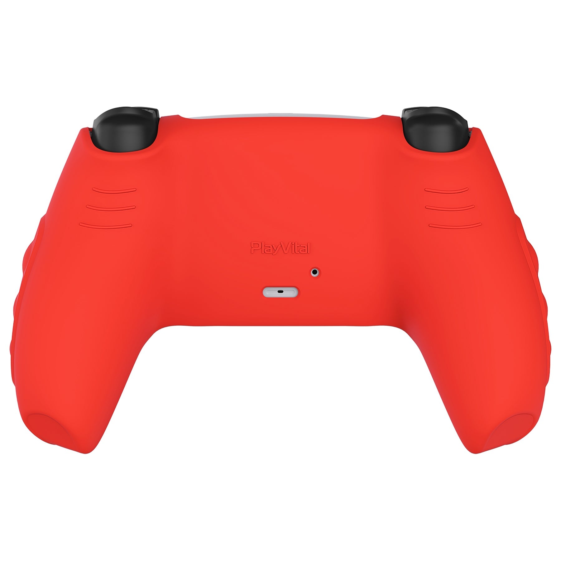 PlayVital Knight Edition Anti-Slip Silicone Cover Skin with Thumb Grip Caps for PS5 Wireless Controller - Passion Red & Black - QSPF005 PlayVital