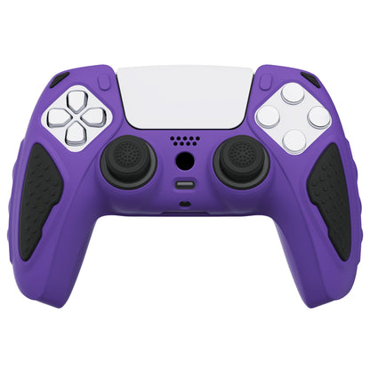 PlayVital Knight Edition Anti-Slip Silicone Cover Skin with Thumb Grip Caps for PS5 Wireless Controller - Purple & Black - QSPF006 PlayVital