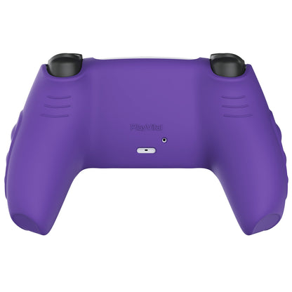 PlayVital Knight Edition Anti-Slip Silicone Cover Skin with Thumb Grip Caps for PS5 Wireless Controller - Purple & Black - QSPF006 PlayVital