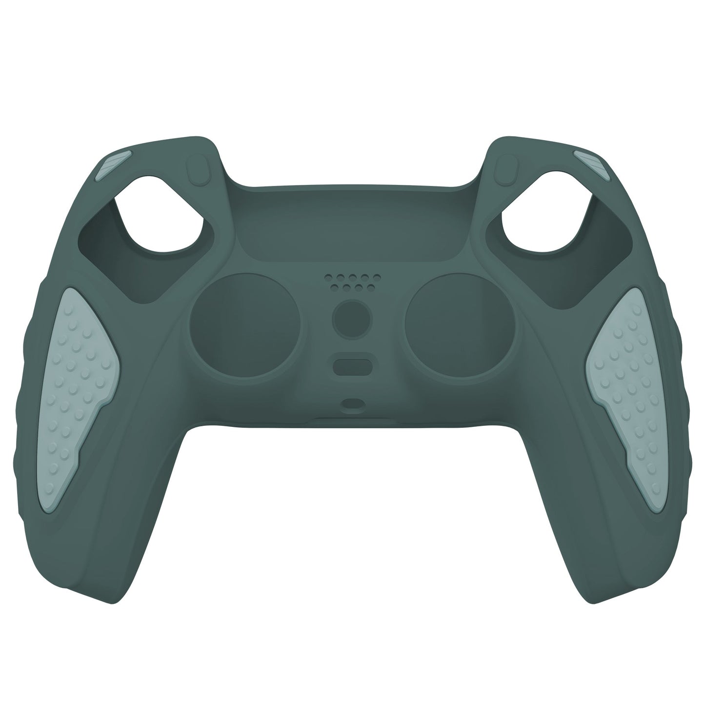 PlayVital Knight Edition Anti-Slip Silicone Cover Skin with Thumb Grip Caps for PS5 Wireless Controller - Templeton Gray & Jade Grey - QSPF012 PlayVital