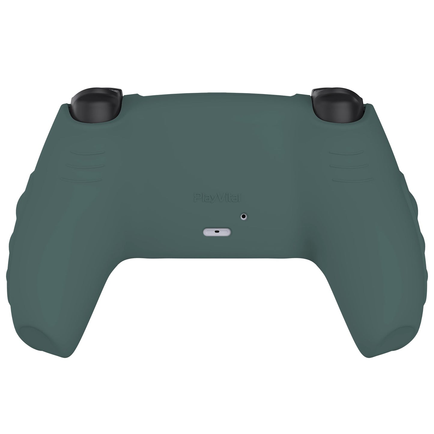 PlayVital Knight Edition Anti-Slip Silicone Cover Skin with Thumb Grip Caps for PS5 Wireless Controller - Templeton Gray & Jade Grey - QSPF012 PlayVital