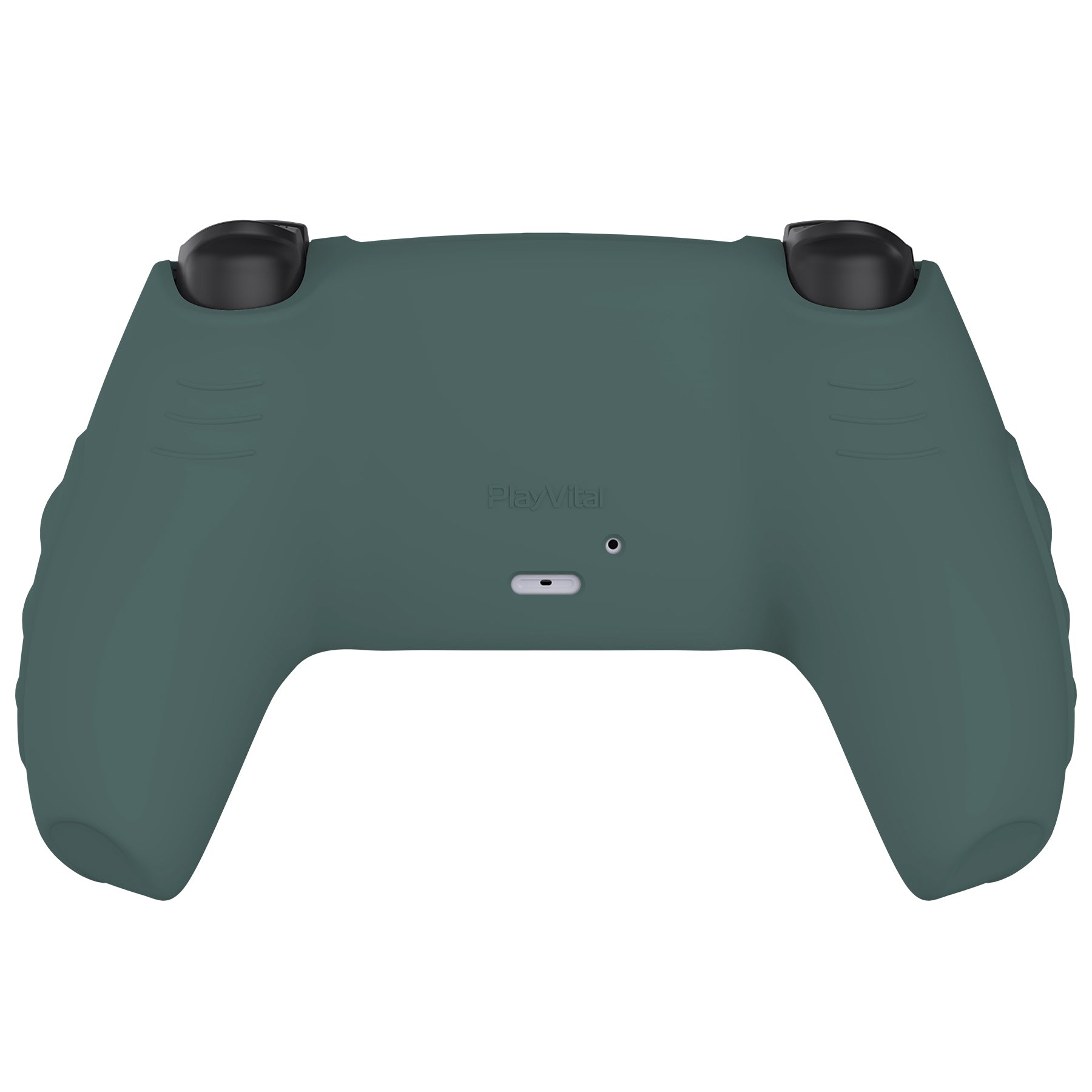 PlayVital Knight Edition Anti-Slip Silicone Cover Skin with Thumb Grip Caps for PS5 Wireless Controller - Templeton Gray & Jade Grey - QSPF012 PlayVital