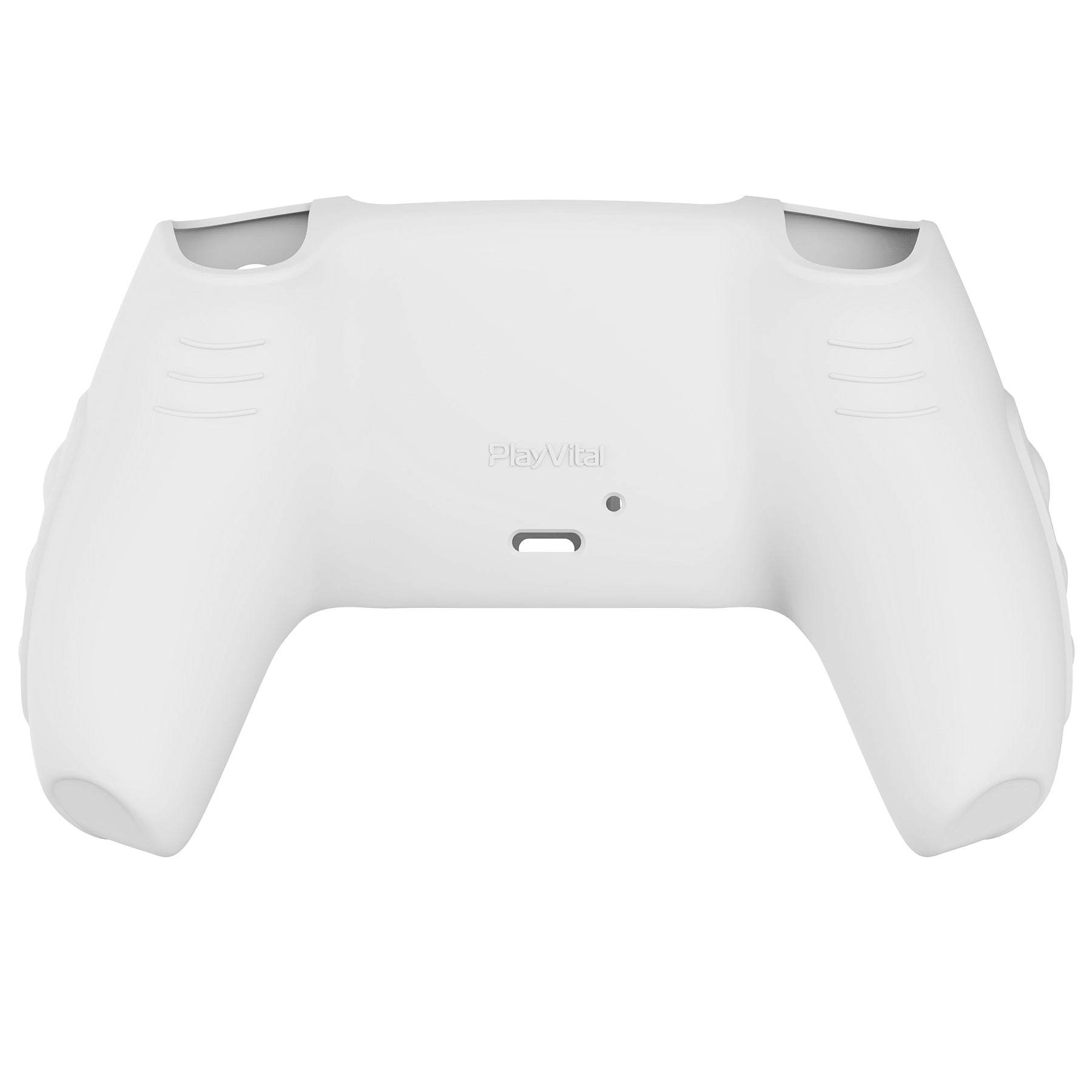 PlayVital Knight Edition Anti-Slip Silicone Cover Skin with Thumb Grip Caps for PS5 Wireless Controller - White & Black - QSPF004 PlayVital