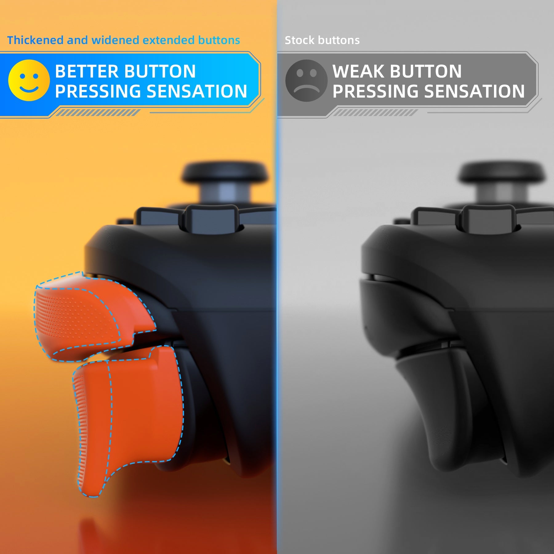 PlayVital LR INCREASER Shoulder Buttons Trigger Enhancement Set for Steam Deck LCD & OLED - Orange - DJMSDJ005 PlayVital