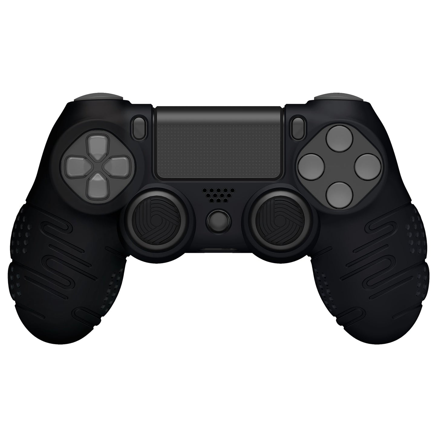 PlayVital Line & Dot シリコン カバー スキン サムグリップキャップ付き PS4 Slim Pro コントローラー用 【ブラック】【CLRP4P001】