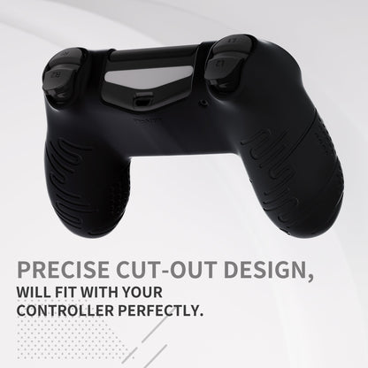 PlayVital Line & Dot シリコン カバー スキン サムグリップキャップ付き PS4 Slim Pro コントローラー用 【ブラック】【CLRP4P001】