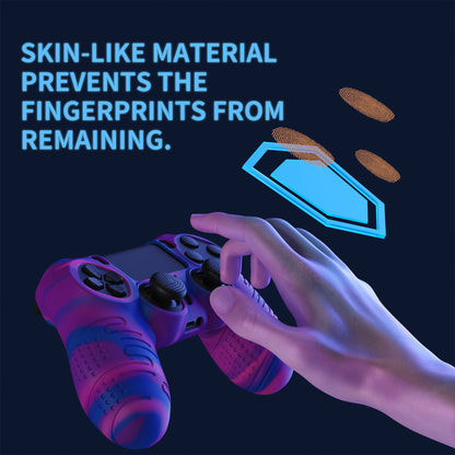 PlayVital Line & Dot シリコン カバー スキン サムグリップキャップ付き PS4 Slim Pro コントローラー用【ピンク＆パープル＆ブルー】