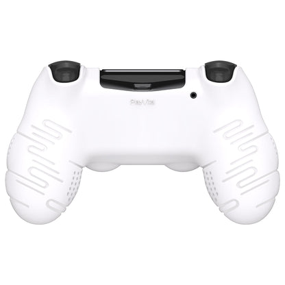 PlayVital Line & Dot シリコン カバー スキン サムグリップキャップ付き PS4 Slim Pro コントローラー用【ホワイト】 【CLRP4P002】