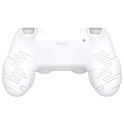 PlayVital Line & Dot シリコン カバー スキン サムグリップキャップ付き PS4 Slim Pro コントローラー用【ホワイト】 【CLRP4P002】