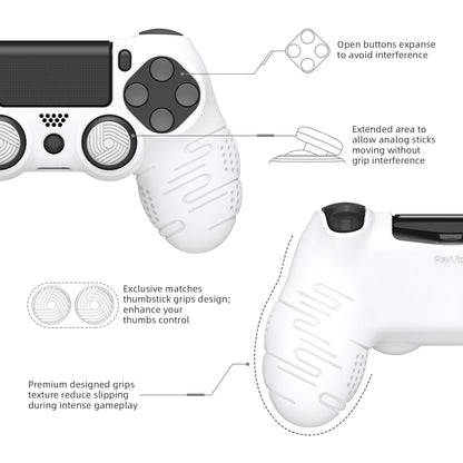 PlayVital Line & Dot シリコン カバー スキン サムグリップキャップ付き PS4 Slim Pro コントローラー用【ホワイト】 【CLRP4P002】