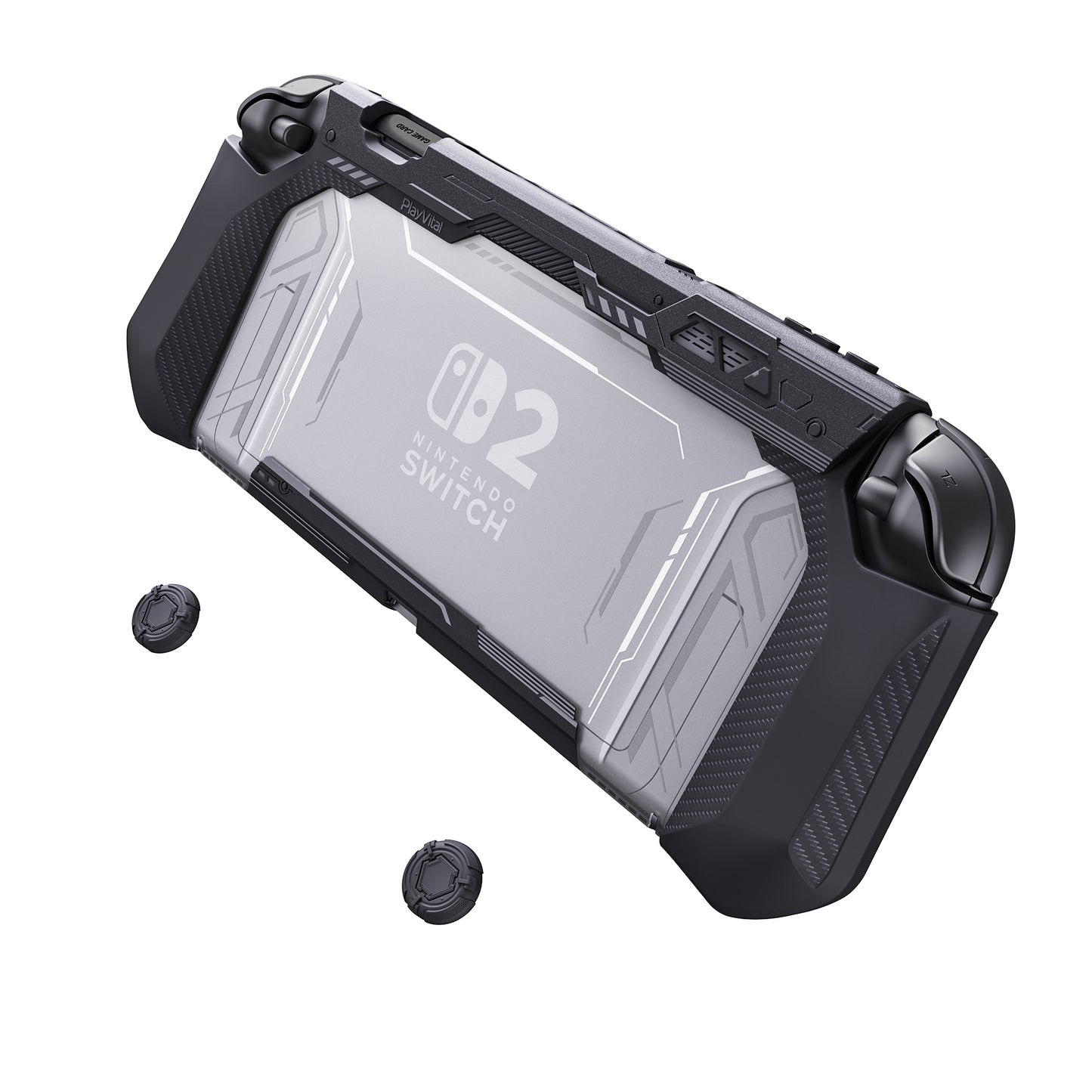 PlayVital METEOR Nintendo Switch 2（2025）対応TPU製ソフト保護ケースカバー ドック対応 親指グリップ付き 耐衝撃 滑り止め キズ防止【ブラック】
