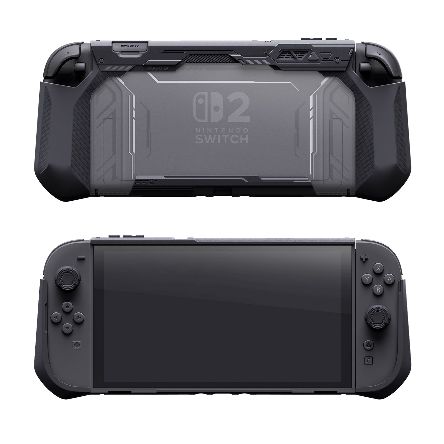 PlayVital METEOR Nintendo Switch 2（2025）対応TPU製ソフト保護ケースカバー ドック対応 親指グリップ付き 耐衝撃 滑り止め キズ防止【ブラック】