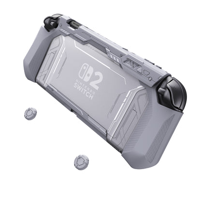 PlayVital METEOR Nintendo Switch 2（2025）対応TPU製ソフト保護ケースカバー ドック対応 親指グリップ付き 耐衝撃 滑り止め キズ防止【グレー】