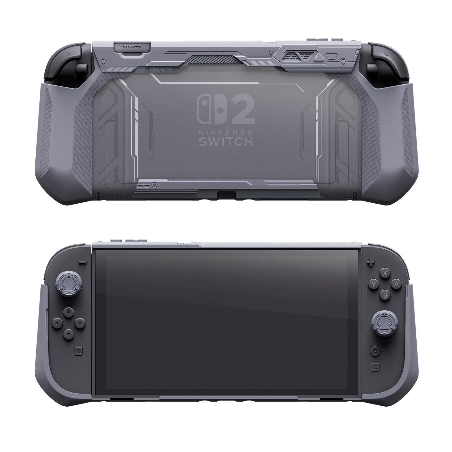PlayVital METEOR Nintendo Switch 2（2025）対応TPU製ソフト保護ケースカバー ドック対応 親指グリップ付き 耐衝撃 滑り止め キズ防止【グレー】