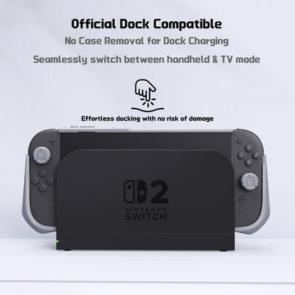 PlayVital METEOR Nintendo Switch 2（2025）対応TPU製ソフト保護ケースカバー ドック対応 親指グリップ付き 耐衝撃 滑り止め キズ防止【グレー】