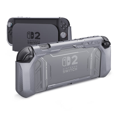 PlayVital METEOR Nintendo Switch 2（2025）対応TPU製ソフト保護ケースカバー ドック対応 親指グリップ付き 耐衝撃 滑り止め キズ防止【グレー】