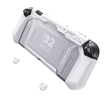 PlayVital METEOR Nintendo Switch 2（2025）対応TPU製ソフト保護ケースカバー ドック対応 親指グリップ付き 耐衝撃 滑り止め キズ防止【ホワイト】