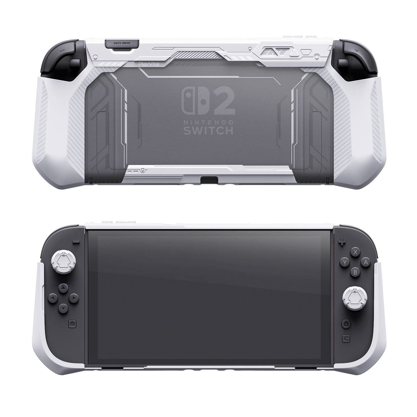 PlayVital METEOR Nintendo Switch 2（2025）対応TPU製ソフト保護ケースカバー ドック対応 親指グリップ付き 耐衝撃 滑り止め キズ防止【ホワイト】