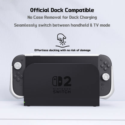 PlayVital METEOR Nintendo Switch 2（2025）対応TPU製ソフト保護ケースカバー ドック対応 親指グリップ付き 耐衝撃 滑り止め キズ防止【ホワイト】