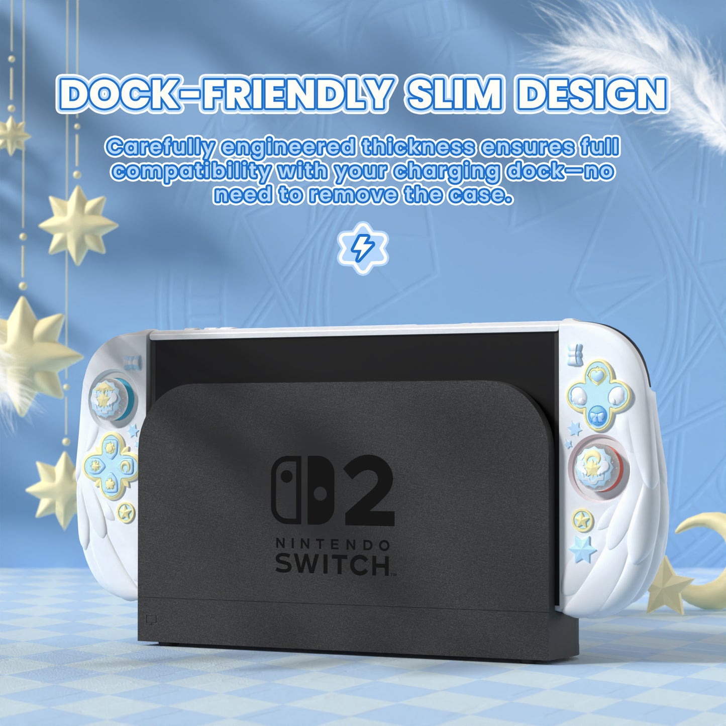 PlayVital Magic Wings Nintendo Switch 2（2025）対応保護カバーケース【ホワイト】