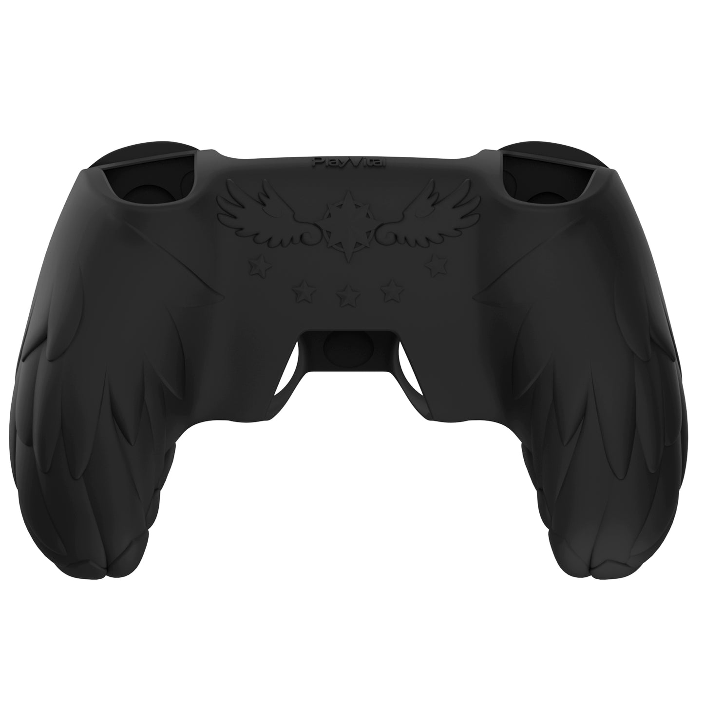 PlayVital Magic Wings シリコンカバー スキン for PS5 コントローラー 親指キャップ & テーマステッカー付き 充電スタンド対応【ブラック】