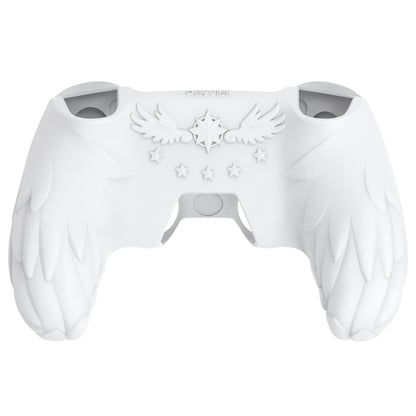 PlayVital 魔法の翼 シリコンカバー スキン for PS5 コントローラー 親指キャップ & テーマステッカー付き 充電スタンド対応【ホワイト】
