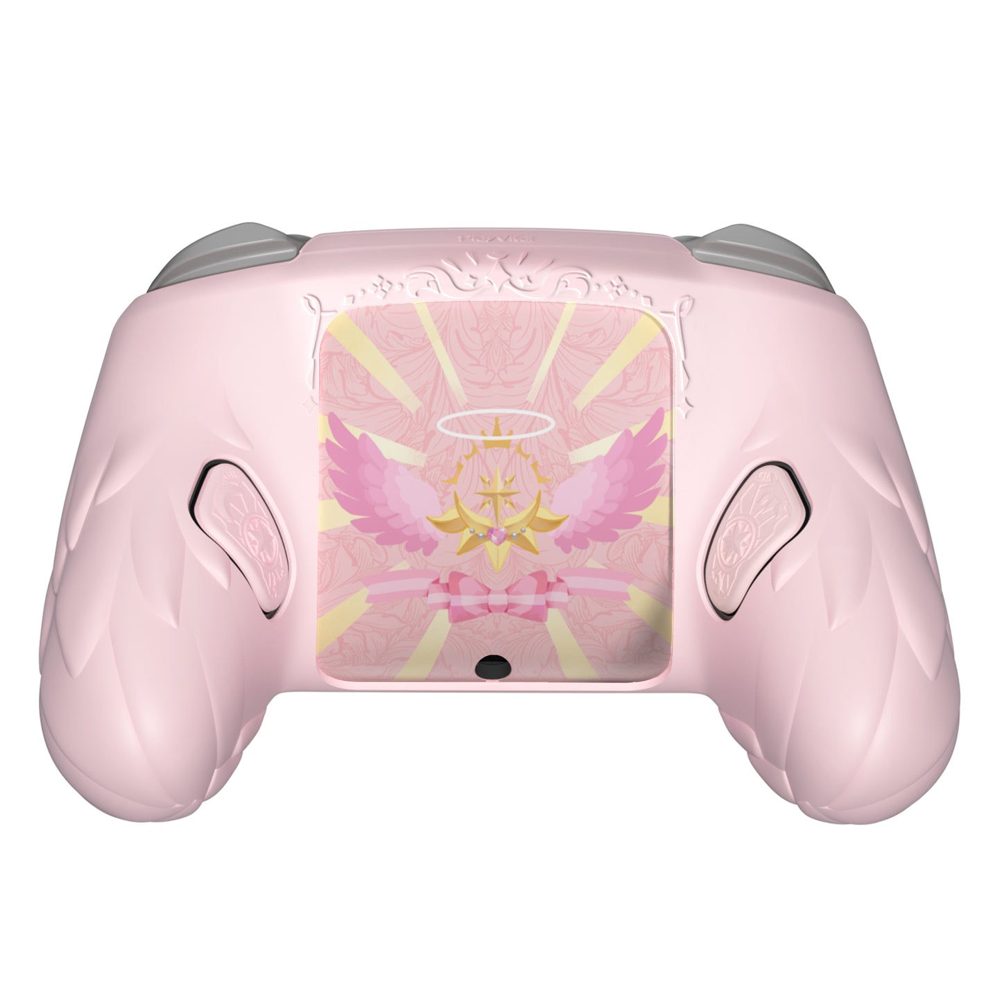 PlayVital 魔法の翼 シリコンカバー Nintendo Switch 2 Pro コントローラー用 バックボタンキャップ・サムグリップ・ステッカー付き 可愛い保護スキンケース【ピンク】