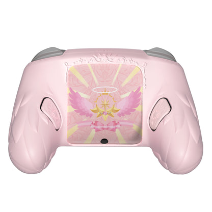 PlayVital 魔法の翼 シリコンカバー Nintendo Switch 2 Pro コントローラー用 バックボタンキャップ・サムグリップ・ステッカー付き 可愛い保護スキンケース【ピンク】