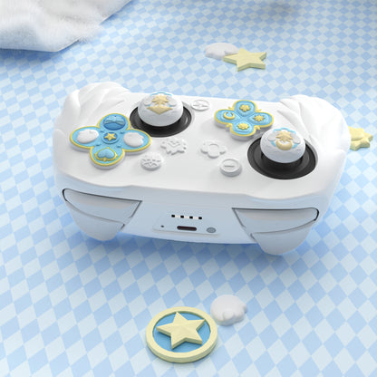 PlayVital 魔法の翼 シリコンカバー Nintendo Switch 2 Pro コントローラー用 バックボタンキャップ・サムグリップ・ステッカー付き 可愛い保護スキンケース【ホワイト】