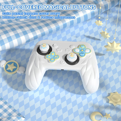 PlayVital 魔法の翼 シリコンカバー Nintendo Switch 2 Pro コントローラー用 バックボタンキャップ・サムグリップ・ステッカー付き 可愛い保護スキンケース【ホワイト】