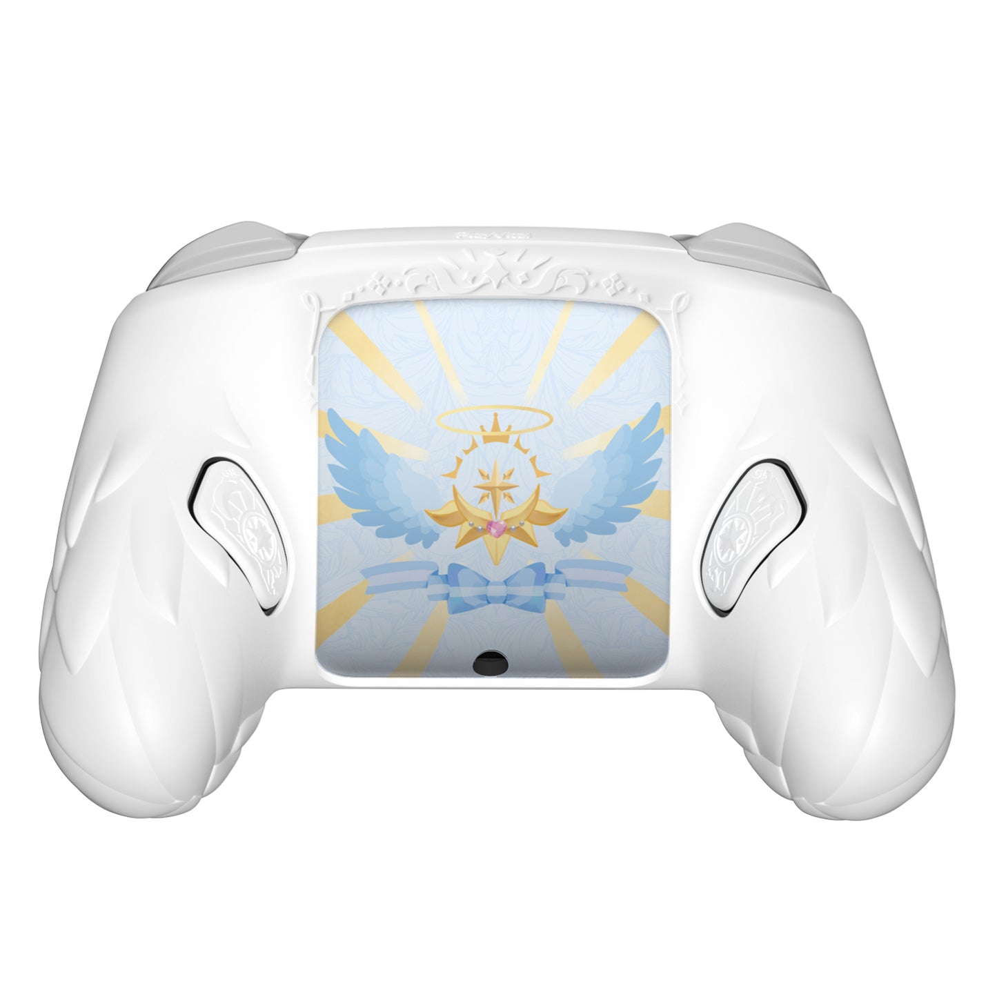 PlayVital 魔法の翼 シリコンカバー Nintendo Switch 2 Pro コントローラー用 バックボタンキャップ・サムグリップ・ステッカー付き 可愛い保護スキンケース【ホワイト】