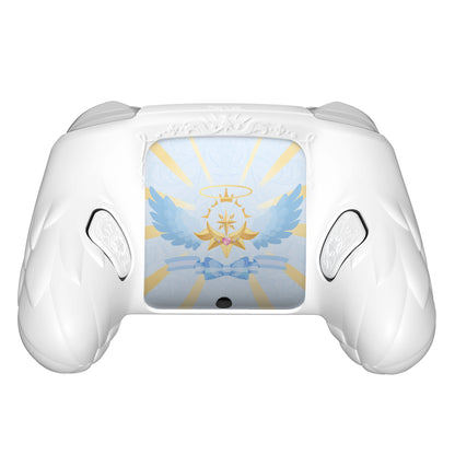 PlayVital 魔法の翼 シリコンカバー Nintendo Switch 2 Pro コントローラー用 バックボタンキャップ・サムグリップ・ステッカー付き 可愛い保護スキンケース【ホワイト】