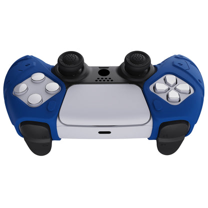 PlayVital Mecha Edition Anti-Slip Silicone Cover Skin with Thumb Grip Caps for PS5 Wireless Controller - Compatible with Charging Station - Blue - JGPF005 PlayVital