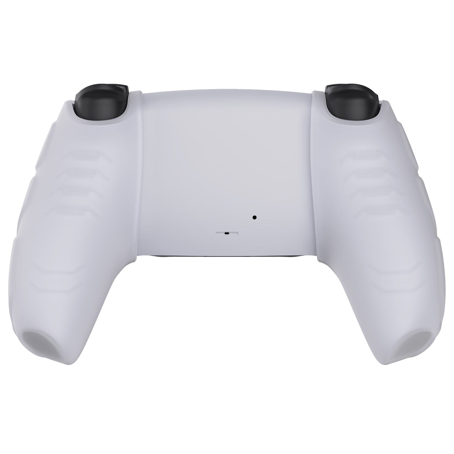 PlayVital Mecha Edition Anti-Slip Silicone Cover Skin with Thumb Grip Caps for PS5 Wireless Controller - Compatible with Charging Station - Clear White - JGPF010 PlayVital