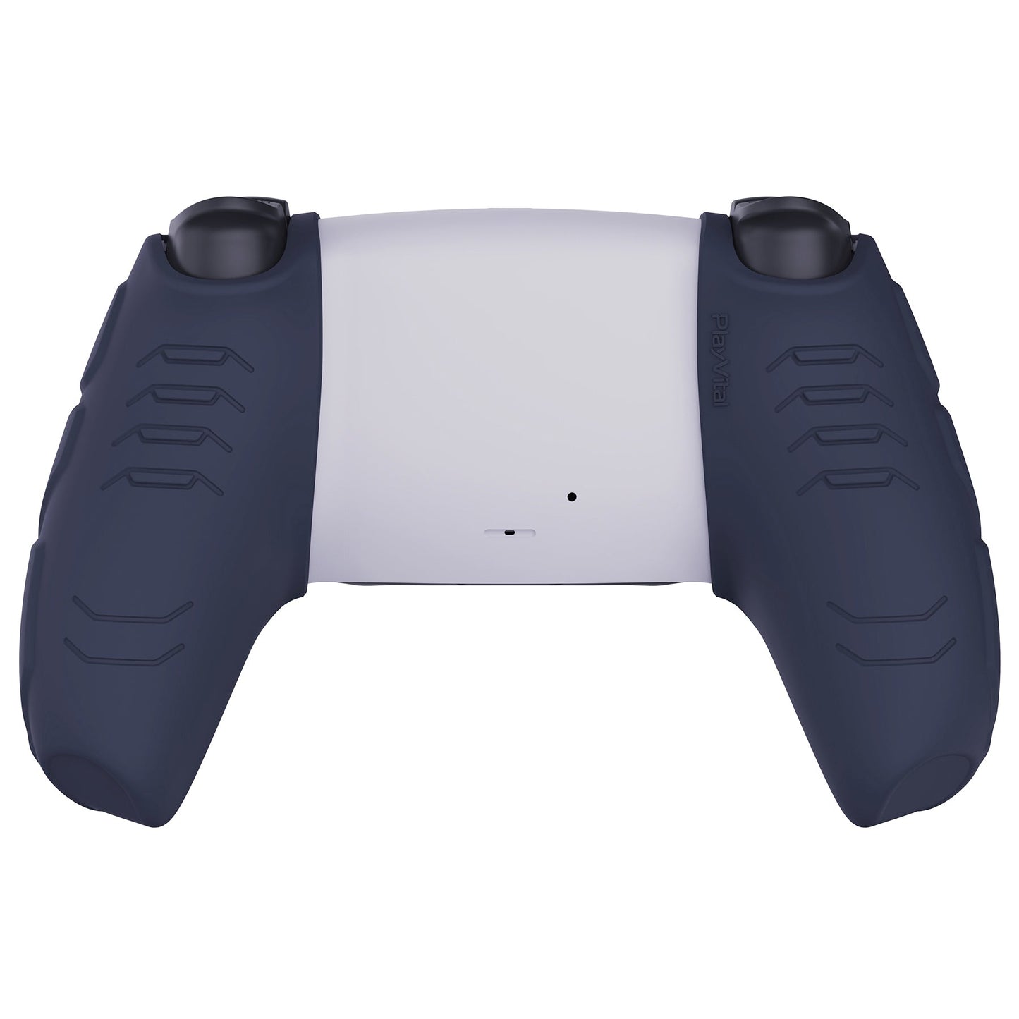 PlayVital Mecha Edition Anti-Slip Silicone Cover Skin with Thumb Grip Caps for PS5 Wireless Controller - Compatible with Charging Station - Midnight Blue - JGPF003 PlayVital