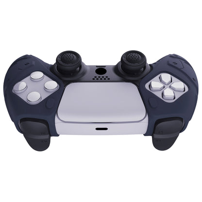 PlayVital Mecha Edition Anti-Slip Silicone Cover Skin with Thumb Grip Caps for PS5 Wireless Controller - Compatible with Charging Station - Midnight Blue - JGPF003 PlayVital