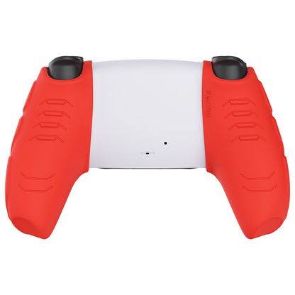 PlayVital Mecha Edition Anti-Slip Silicone Cover Skin with Thumb Grip Caps for PS5 Wireless Controller - Compatible with Charging Station - Passion Red - JGPF009 PlayVital