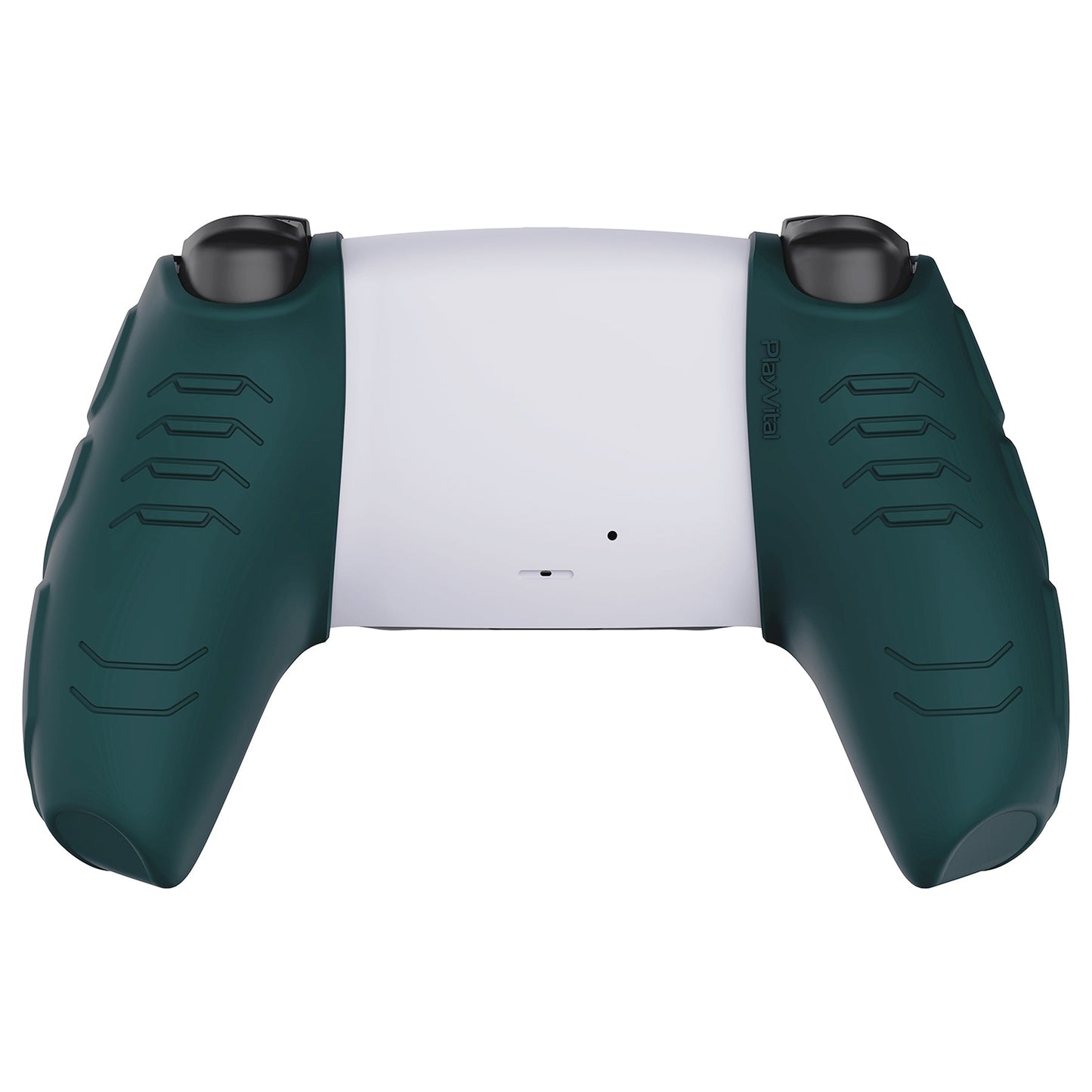 PlayVital Mecha Edition Anti-Slip Silicone Cover Skin with Thumb Grip Caps for PS5 Wireless Controller - Compatible with Charging Station -  Racing Green - JGPF004 PlayVital