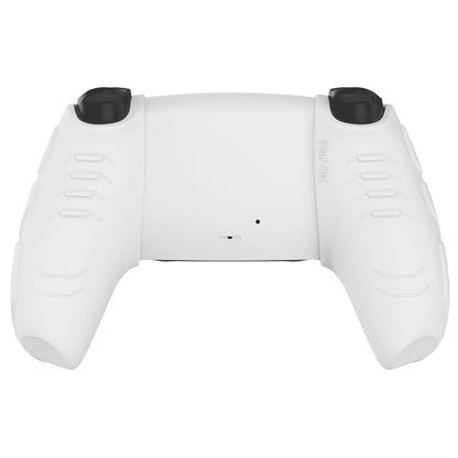 PlayVital Mecha Edition Anti-Slip Silicone Cover Skin with Thumb Grip Caps for PS5 Wireless Controller - Compatible with Charging Station - White - JGPF002 PlayVital